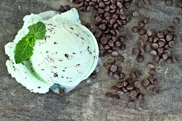 Mint Ice Cream Scoop and Chocolate Chips Stock photo © StephanieFrey