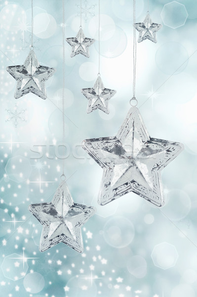 Foto d'archivio: Natale · star · ornamenti · impiccagione · argento