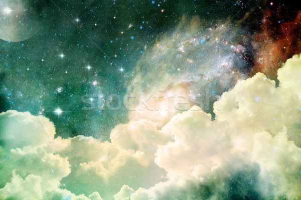Stock fotó: Mennyei · kilátás · felhőkép · felhők · csillagok · hold