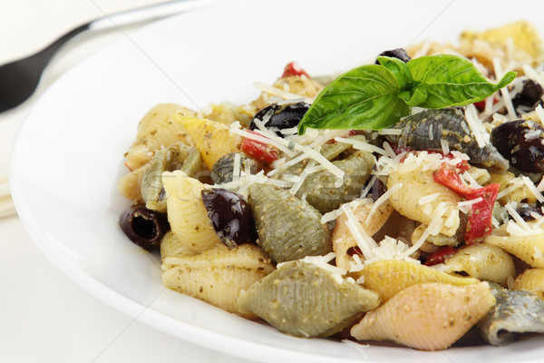 Preparato pasta insalata pesto olive Foto d'archivio © StephanieFrey