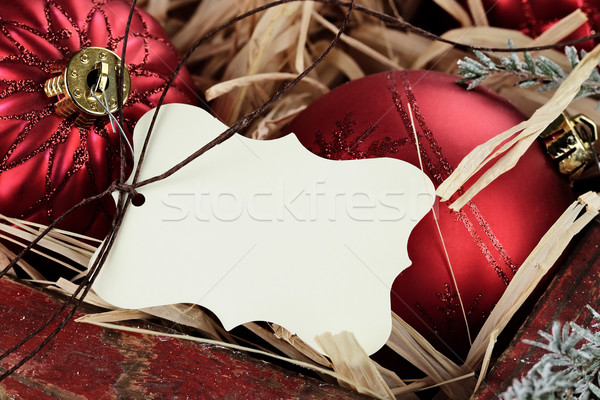 Blank Tag and Christmas Ornaments Stock photo © StephanieFrey