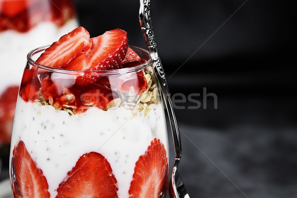 Chia Strawberry Parfait Macro Stock photo © StephanieFrey