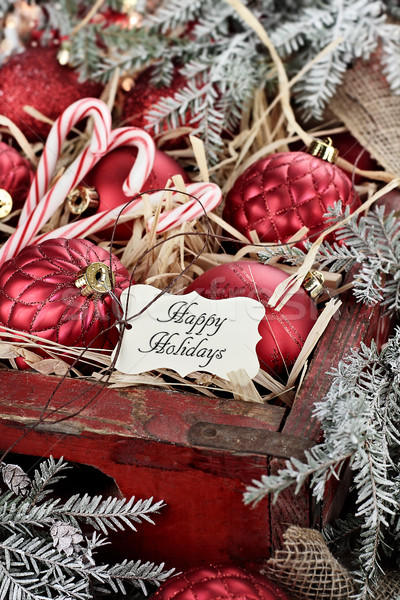 Happy Holidays Christmas Tag Stock photo © StephanieFrey