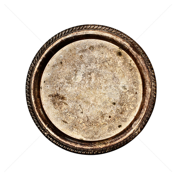 Vintage tarnished silver plate Stock photo © StephanieFrey