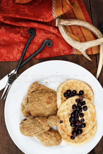 Fried Chicken and Fresh Waffles Stock photo © StephanieFrey