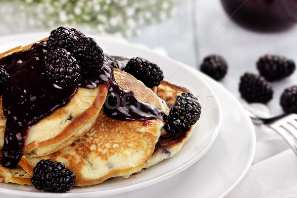 Pancakes and Blackberries Stock photo © StephanieFrey