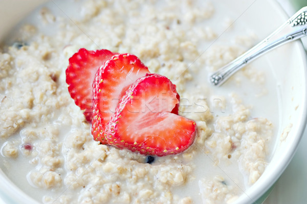 Oatmeal and Fresh Strawberries Stock photo © StephanieFrey