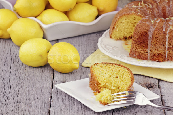 Limón torta rebanada húmedo real Foto stock © StephanieFrey
