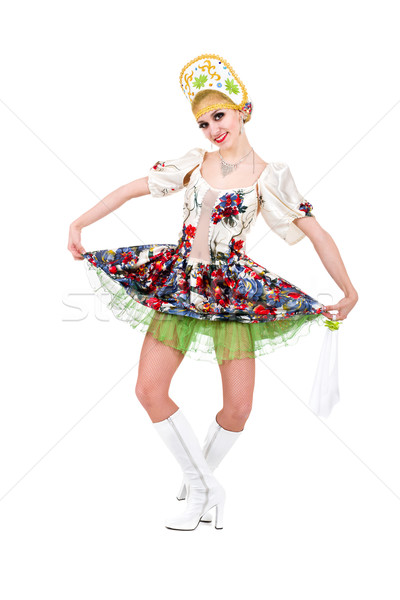 Attractive woman wearing a folk ukrainian dress Stock photo © stepstock