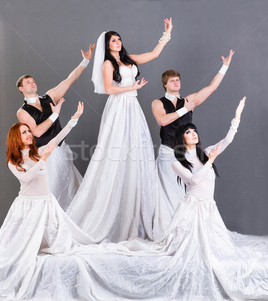 Hochzeitskleid posiert grau Mädchen Hochzeit Stock foto © stepstock