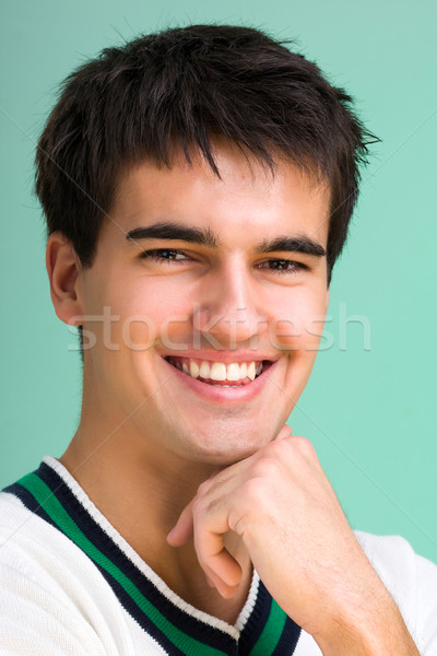 Primo piano ritratto felice giovane sorridere verde Foto d'archivio © stepstock