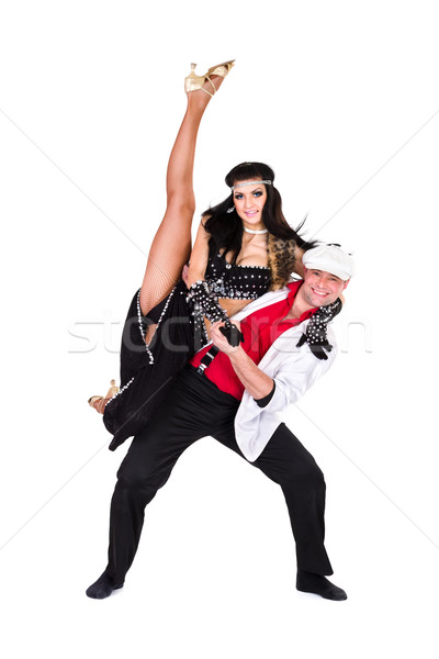 Gangster hombre baile nina aislado blanco Foto stock © stepstock