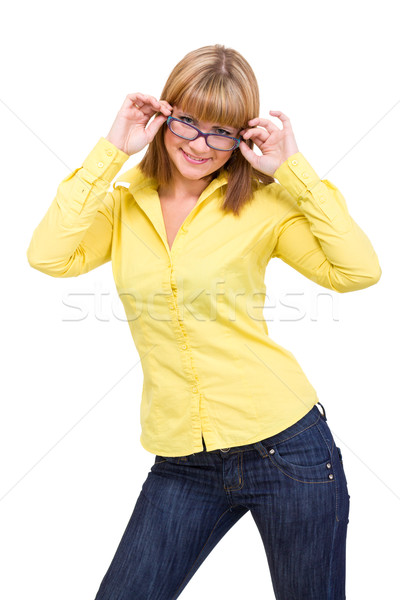 Donna indossare occhiali isolato bianco occhi Foto d'archivio © stepstock