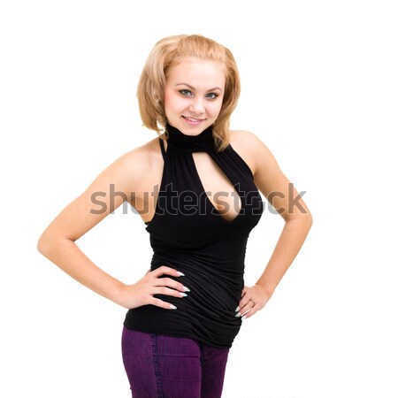 Donna sorridente bianco divertente cute donna sorriso Foto d'archivio © stepstock