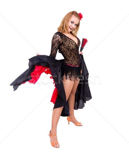 Flamenco Tänzerin Frau spanisch Hand Fan Stock foto © stepstock