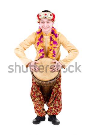 Portret indian man trommel studio Stockfoto © stepstock