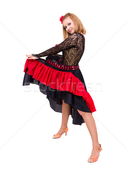 Flamenco Tänzerin Frau spanisch Hand Fan Stock foto © stepstock