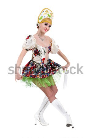 Attractive woman wearing a folk ukrainian dress Stock photo © stepstock