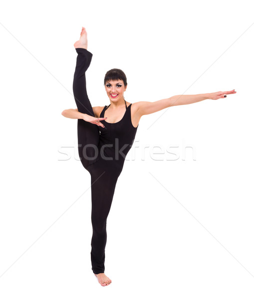 Fiatal mosolyog akrobata pózol izolált fehér Stock fotó © stepstock