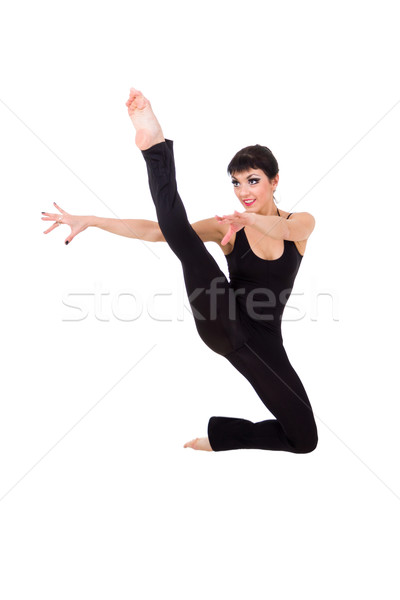 [[stock_photo]]: Acrobat · sautant · femme · isolé · blanche · mode