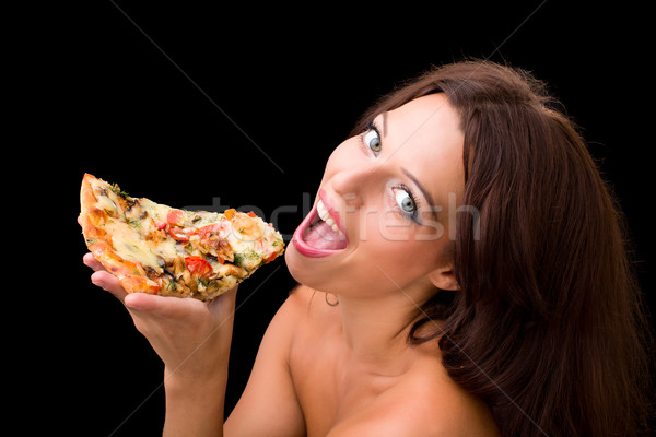 Сток-фото: еды · кусок · пиццы · черный · продовольствие