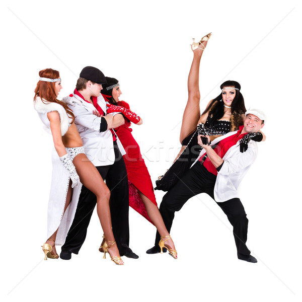 Kabaré táncos csapat klasszikus jelmezek tánc Stock fotó © stepstock