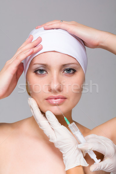 Cosmetici iniezione bella femminile faccia grigio Foto d'archivio © stepstock
