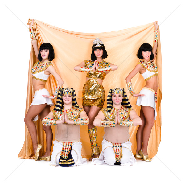 Dansers egyptische kostuums poseren dans team Stockfoto © stepstock