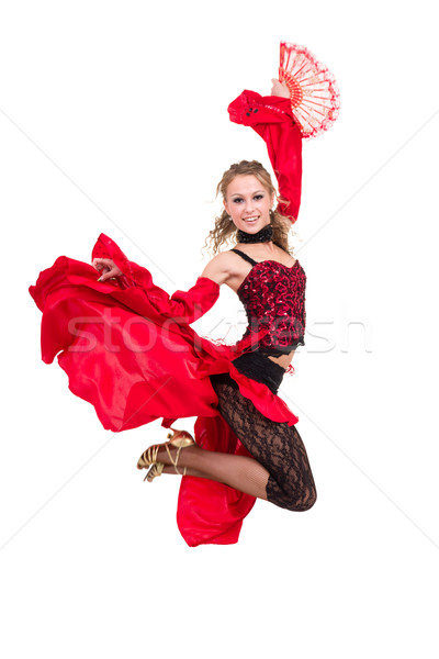 gypsy woman with fan jumping Stock photo © stepstock