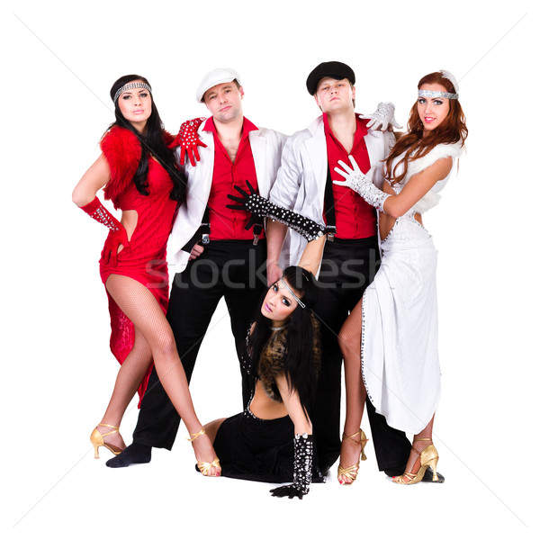 Kabaré táncos csapat klasszikus jelmezek tánc Stock fotó © stepstock