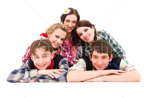 Felice gruppo amici sorridere insieme studio Foto d'archivio © stepstock