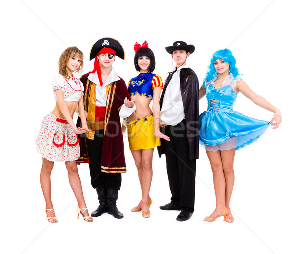 Danseurs carnaval costumes posant blanche fête Photo stock © stepstock