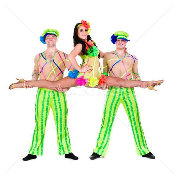 Foto stock: Acrobata · carnaval · dançarinos · isolado · branco · mulher