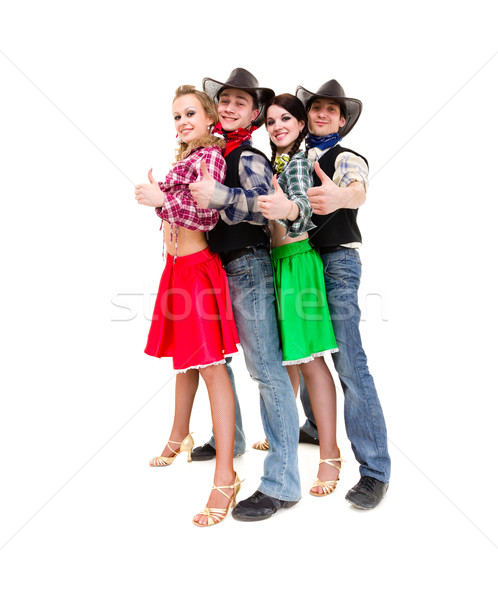 Kabarett Tänzerin Team Cowboy Kostüme Tanz Stock foto © stepstock