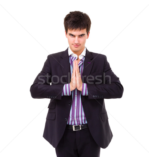 Tineri om de afaceri rugăciune izolat alb mână Imagine de stoc © stepstock