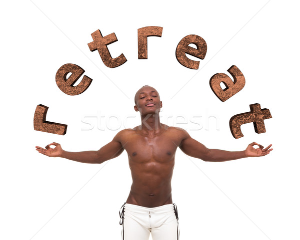 Retreat. Young muscular man meditating. Stock photo © stepstock
