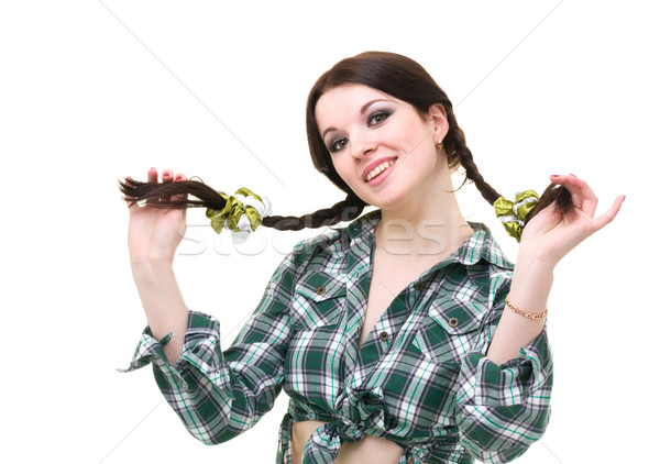 friendly smiling girl with pigtails Stock photo © stepstock