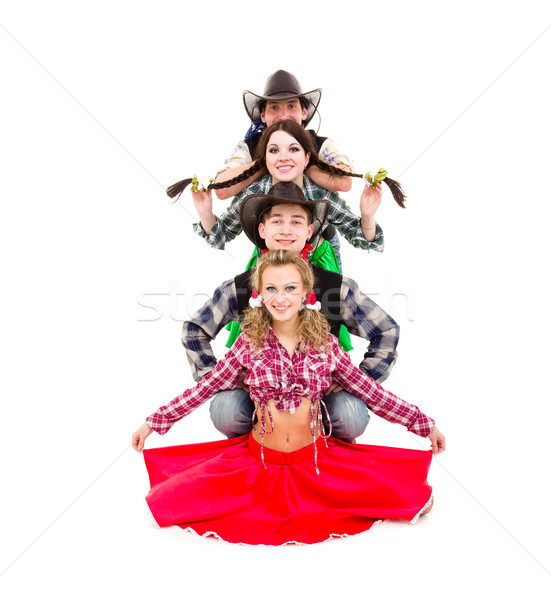 Kabaret tancerz zespołu cowboy kostiumy taniec Zdjęcia stock © stepstock