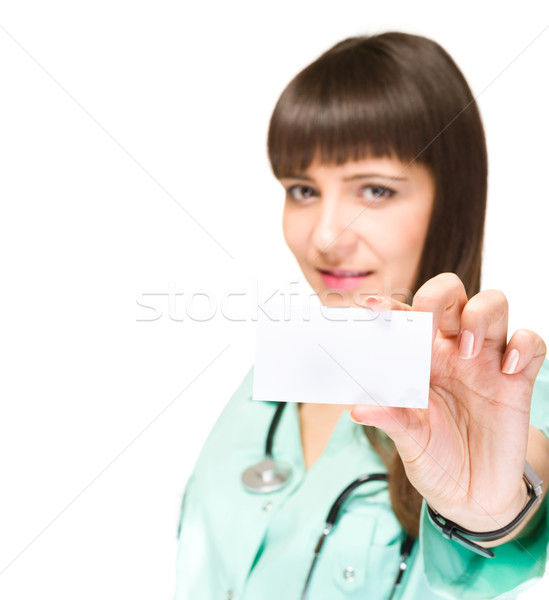 Foto stock: Mulher · médico · enfermeira · vazio · mulher · jovem