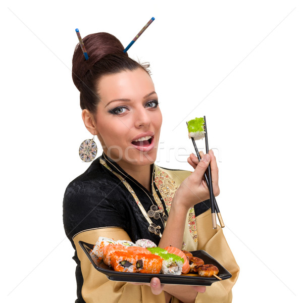 Portret sushi izolat alb Imagine de stoc © stepstock