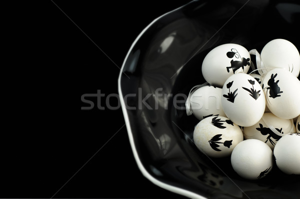 черно белые пасхальных яиц украшение Пасху природы пространстве Сток-фото © stickasa