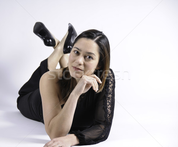 Woman laying on the floor  Stock photo © stockfrank