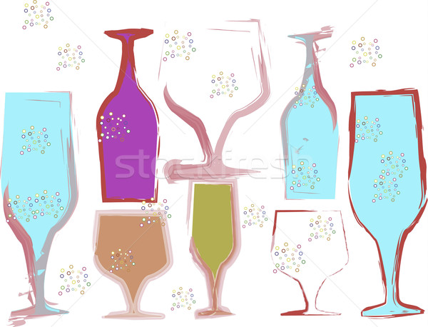 Vektor Weinglas Weingläser alle unterschiedlich Formen Stock foto © stockfrank