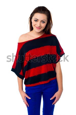 Stylish pretty girl in trendy clothing Stock photo © stockyimages