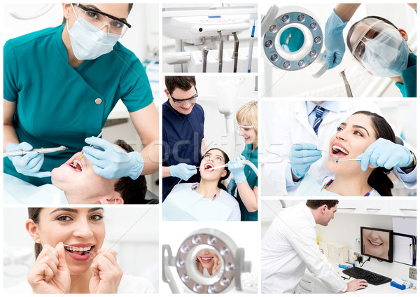 Dentist at work, collage. Stock photo © stockyimages