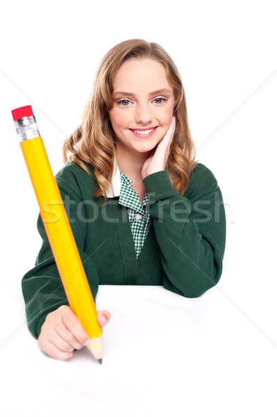 Młoda dziewczyna farbują piśmie powierzchnia dziewczyna student Zdjęcia stock © stockyimages