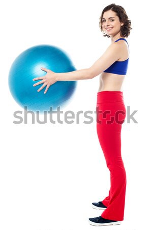 Сток-фото: женщины · инструктор · пилатес · мяча · используемый · спортзал
