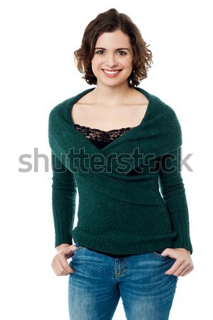 Oszałamiający uśmiechnięty kobiet model modny młodych Zdjęcia stock © stockyimages