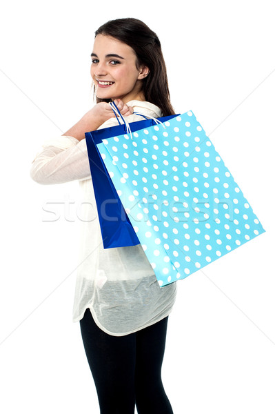 Szczęśliwie zakupy młoda dziewczyna plecy Zdjęcia stock © stockyimages