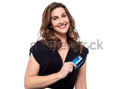 Creditcard betaling eenvoudige gelukkig vrouw tonen Stockfoto © stockyimages